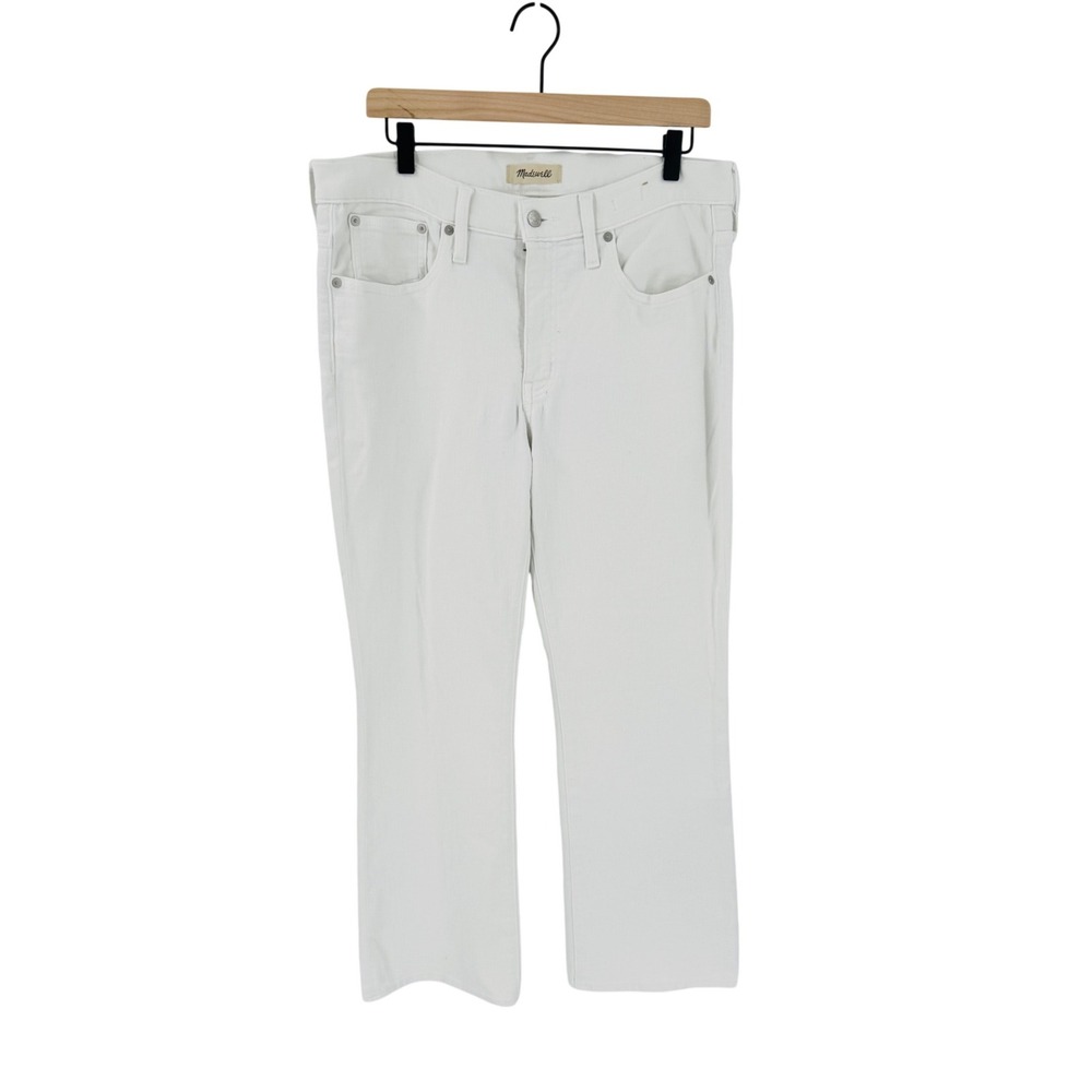 Madewell Mid-Rise Kick Out Jeans White 30 Flare Denim Stretch Crisp Clean Girl